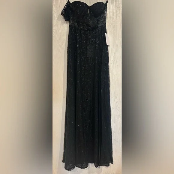 NWT ALAMOUR THE LABEL Ayelet Black Strapless Sweetheart Lace Formal Dress Medium - Picture 6 of 12